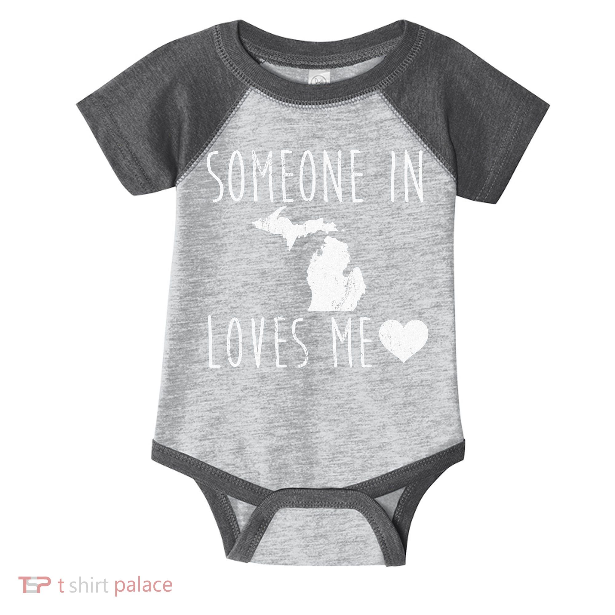 Someone In Michigan Loves Me! Cute State Gift Infant Baby Jersey Bodysuit