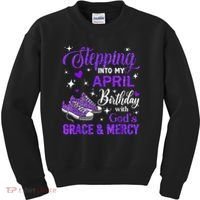 Stepping Into My April Birthday With Gods Grace  Mercy Gift Kids Sweatshirt thumb 0