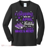 Stepping Into My April Birthday With Gods Grace  Mercy Gift Kids Long Sleeve Shirt thumb 0
