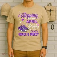 Stepping Into My April Birthday With Gods Grace  Mercy Gift T-Shirt thumb 6