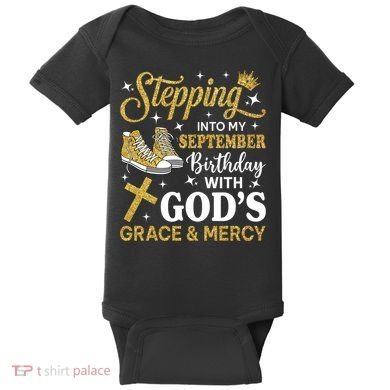 Stepping Into My September Birthday Sneakers Baby Bodysuit