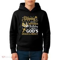 Stepping Into My September Birthday Sneakers Kids Hoodie thumb 4