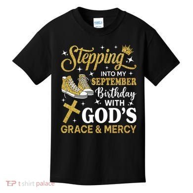 Stepping Into My September Birthday Sneakers Kids T-Shirt