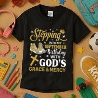 Stepping Into My September Birthday Sneakers Kids T-Shirt thumb 3