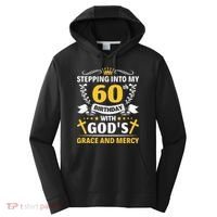 Stepping into my 60th birthday with gods grace and mercy Performance Fleece Hoodie thumb 0