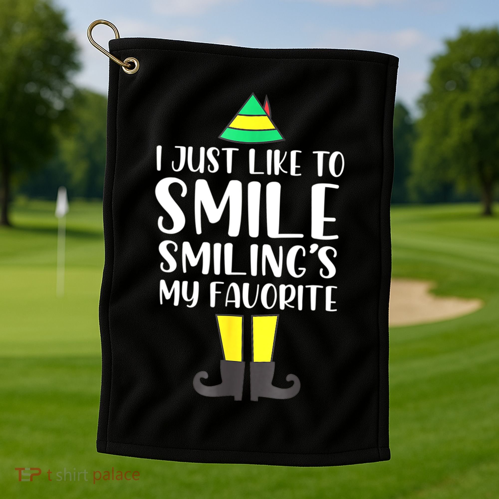 Smiling Is My Favorite Christmas Elf Buddy Golf Towel