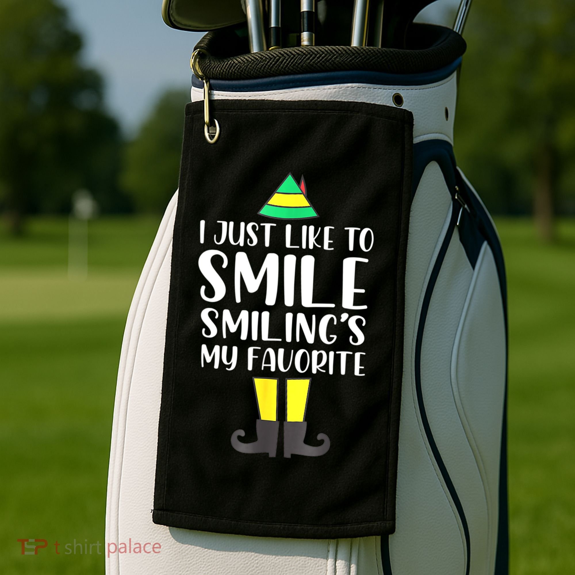 Smiling Is My Favorite Christmas Elf Buddy Golf Towel