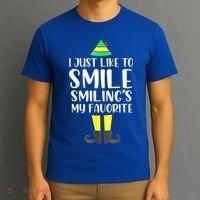 Smiling Is My Favorite Christmas Elf Buddy T-Shirt thumb 3