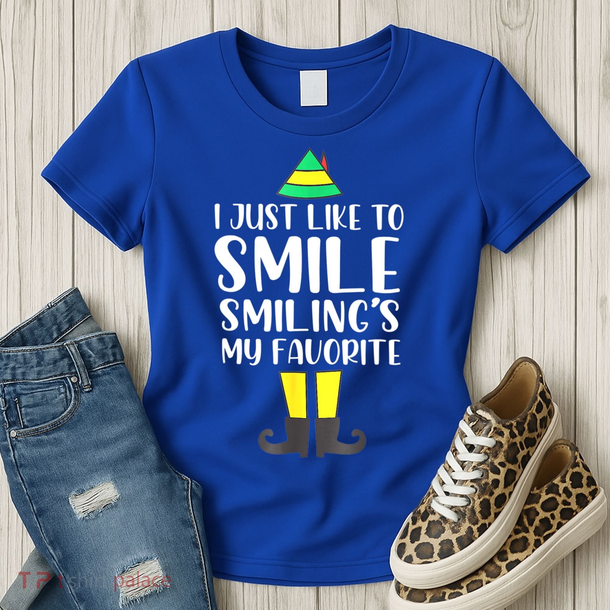 Smiling Is My Favorite Christmas Elf Buddy Women's T-Shirt