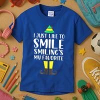 Smiling Is My Favorite Christmas Elf Buddy Kids T-Shirt thumb 3