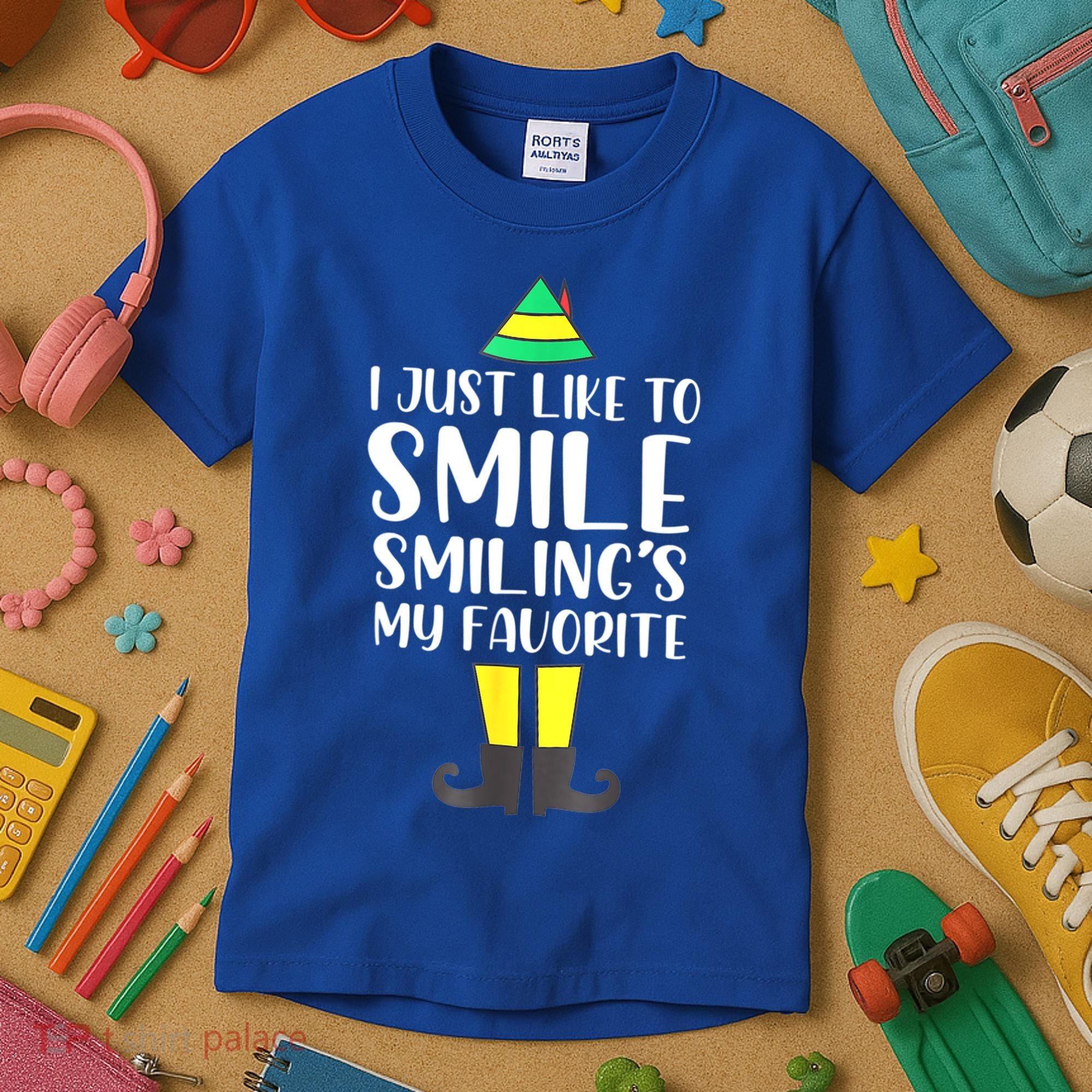 Smiling Is My Favorite Christmas Elf Buddy Kids T-Shirt