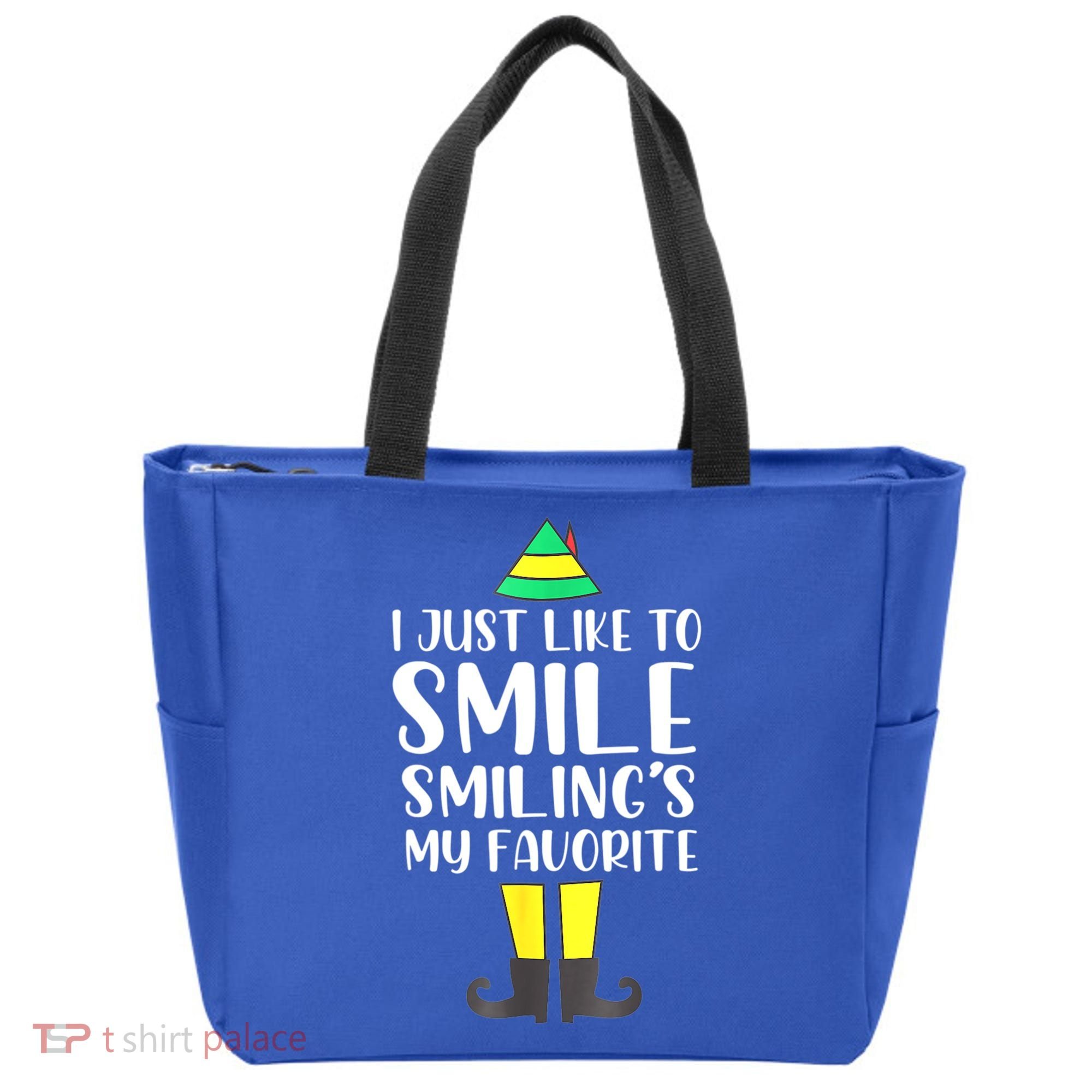 Smiling Is My Favorite Christmas Elf Buddy Tote Bag