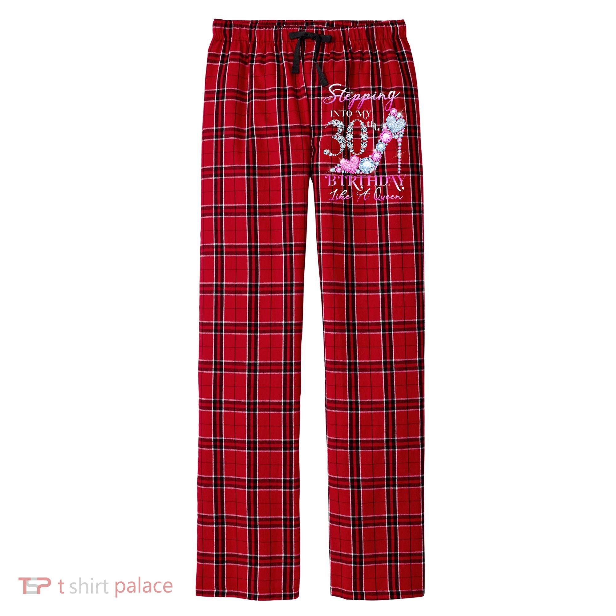 Stepping Into My 30th  Birthday Like A Queen Men's Flannel Plaid Pajama Pants