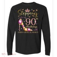 Stepping Into My 90th Birthday With God'S Grace & Mercy Cute Comfort Colors Heavyweight Long Sleeve T-Shirt thumb 0