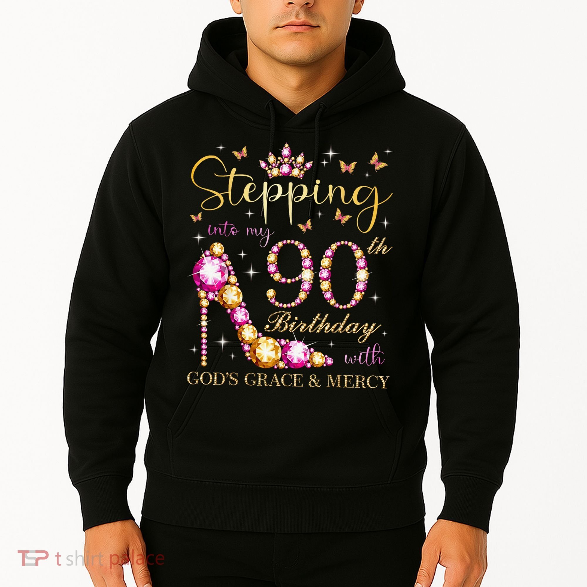Stepping Into My 90th Birthday With God'S Grace & Mercy Cute Hoodie