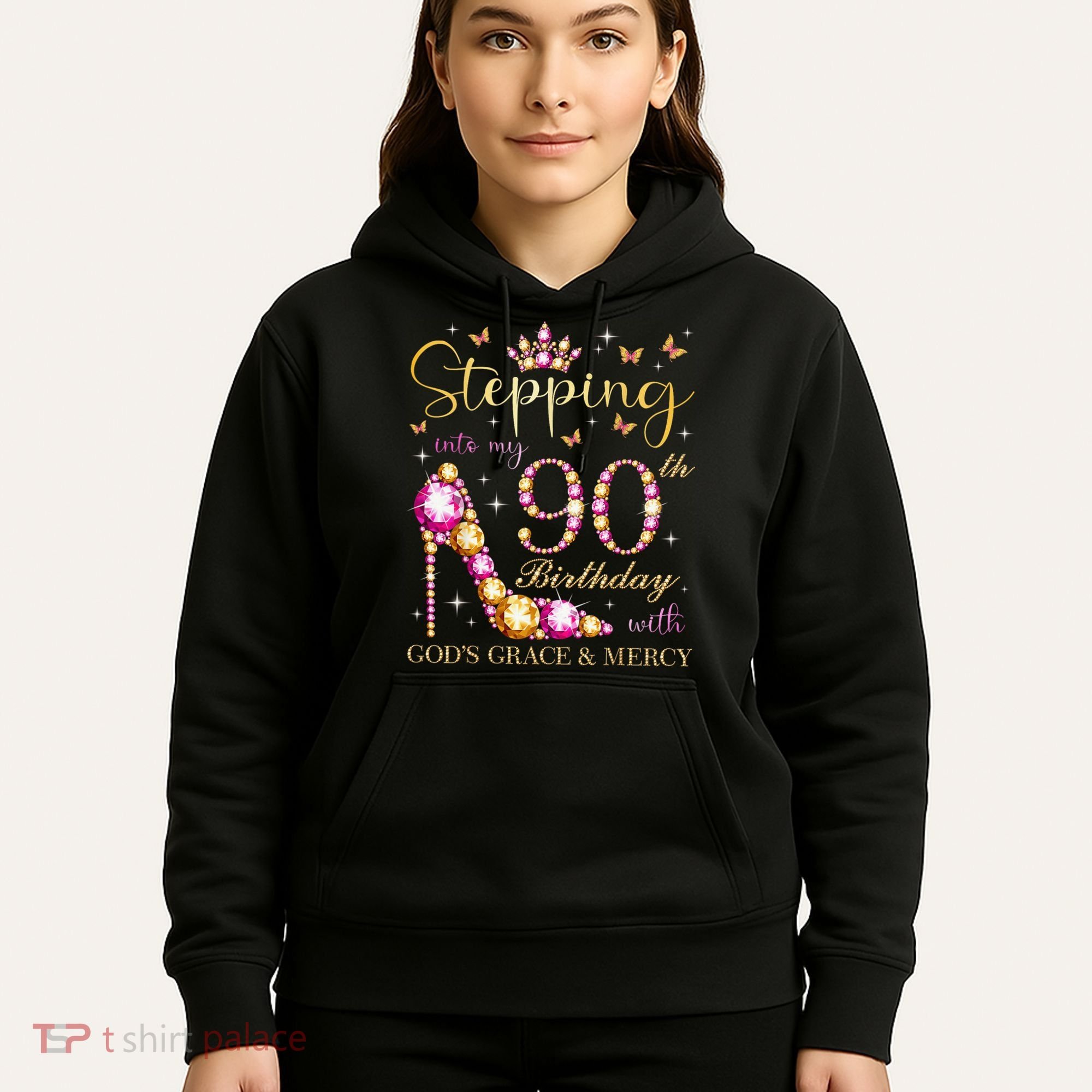 Stepping Into My 90th Birthday With God'S Grace & Mercy Cute Hoodie