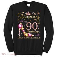 Stepping Into My 90th Birthday With God'S Grace & Mercy Cute Sweatshirt thumb 0