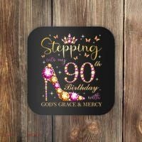 Stepping Into My 90th Birthday With God'S Grace & Mercy Cute Coaster thumb 0