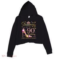 Stepping Into My 90th Birthday With God'S Grace & Mercy Cute Crop Fleece Hoodie thumb 0