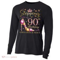 Stepping Into My 90th Birthday With God'S Grace & Mercy Cute Cooling Performance Long Sleeve Crew thumb 0