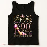 Stepping Into My 90th Birthday With God'S Grace & Mercy Cute Tank Top thumb 2