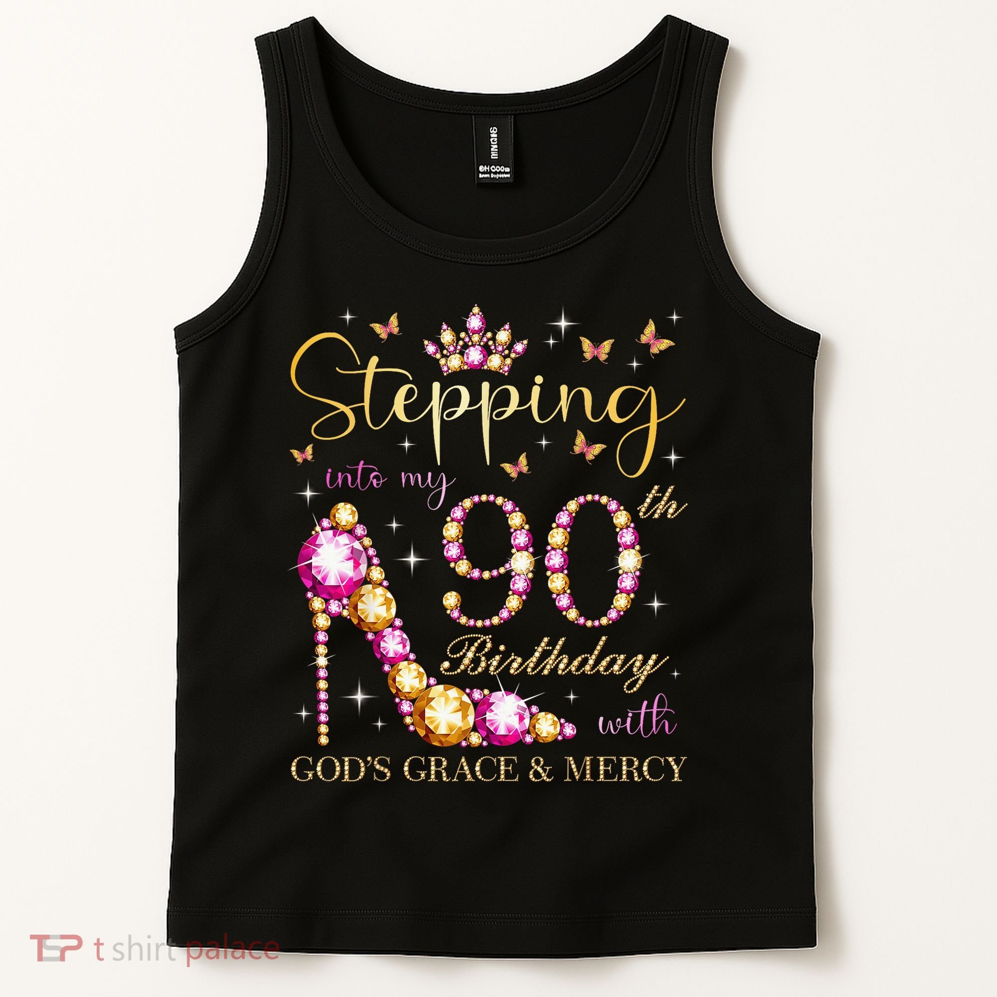 Stepping Into My 90th Birthday With God'S Grace & Mercy Cute Tank Top