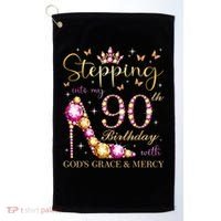 Stepping Into My 90th Birthday With God'S Grace & Mercy Cute Golf Towel thumb 0
