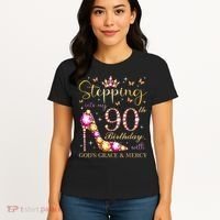 Stepping Into My 90th Birthday With God'S Grace & Mercy Cute Women's T-Shirt thumb 4
