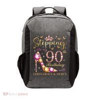 Stepping Into My 90th Birthday With God'S Grace & Mercy Cute Vector Backpack thumb 0