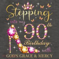 Stepping Into My 90th Birthday With God'S Grace & Mercy Cute Vector Backpack thumb 2