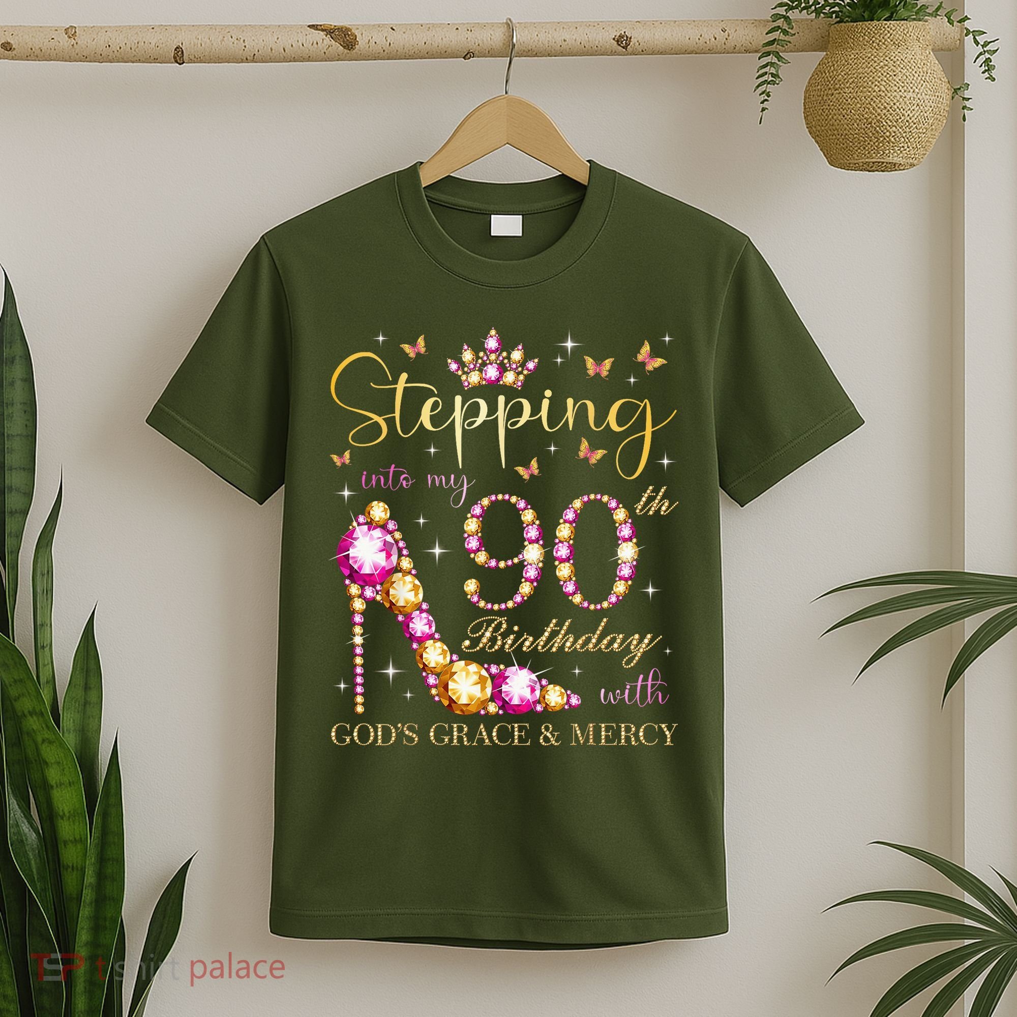 Stepping Into My 90th Birthday With God'S Grace & Mercy Cute T-Shirt