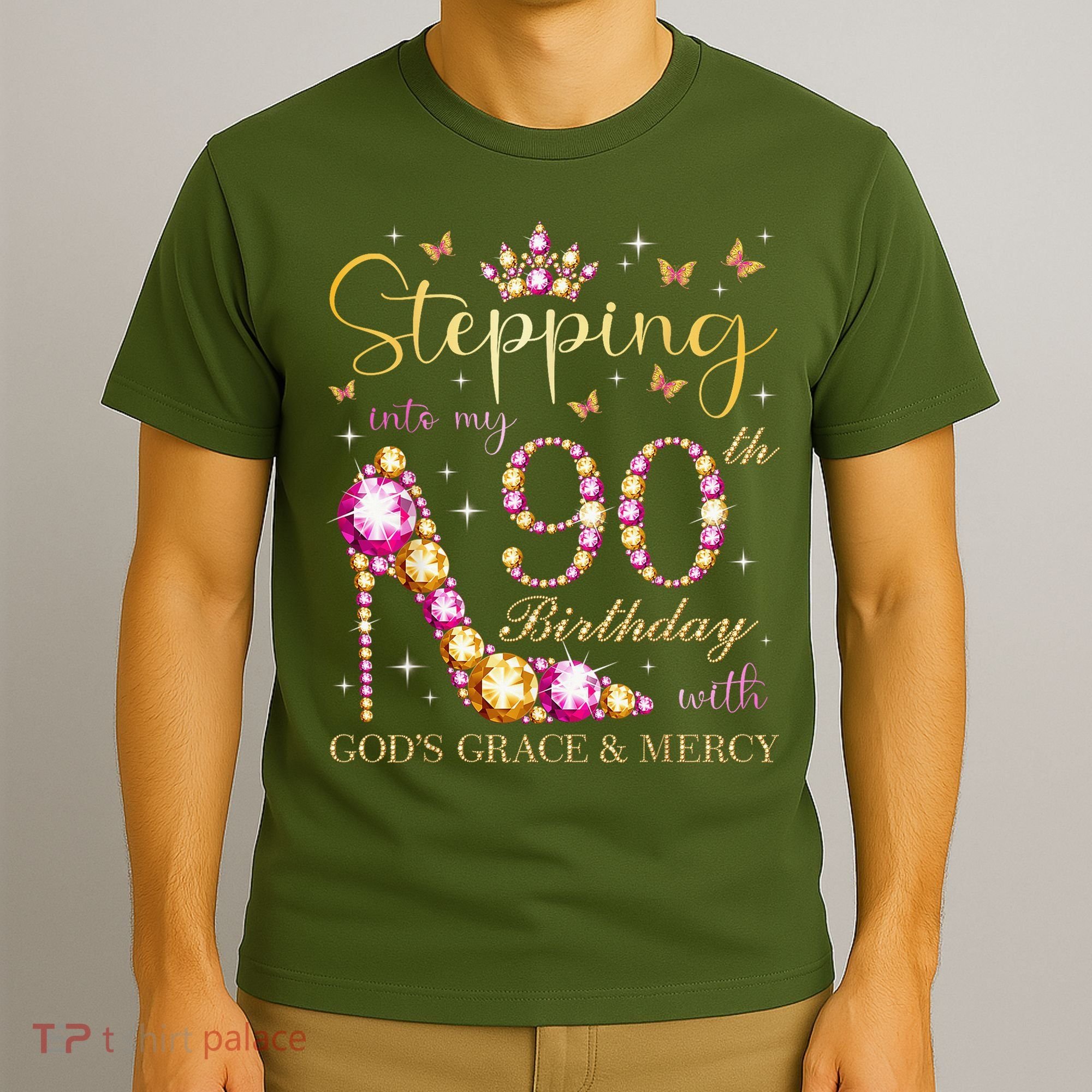 Stepping Into My 90th Birthday With God'S Grace & Mercy Cute T-Shirt