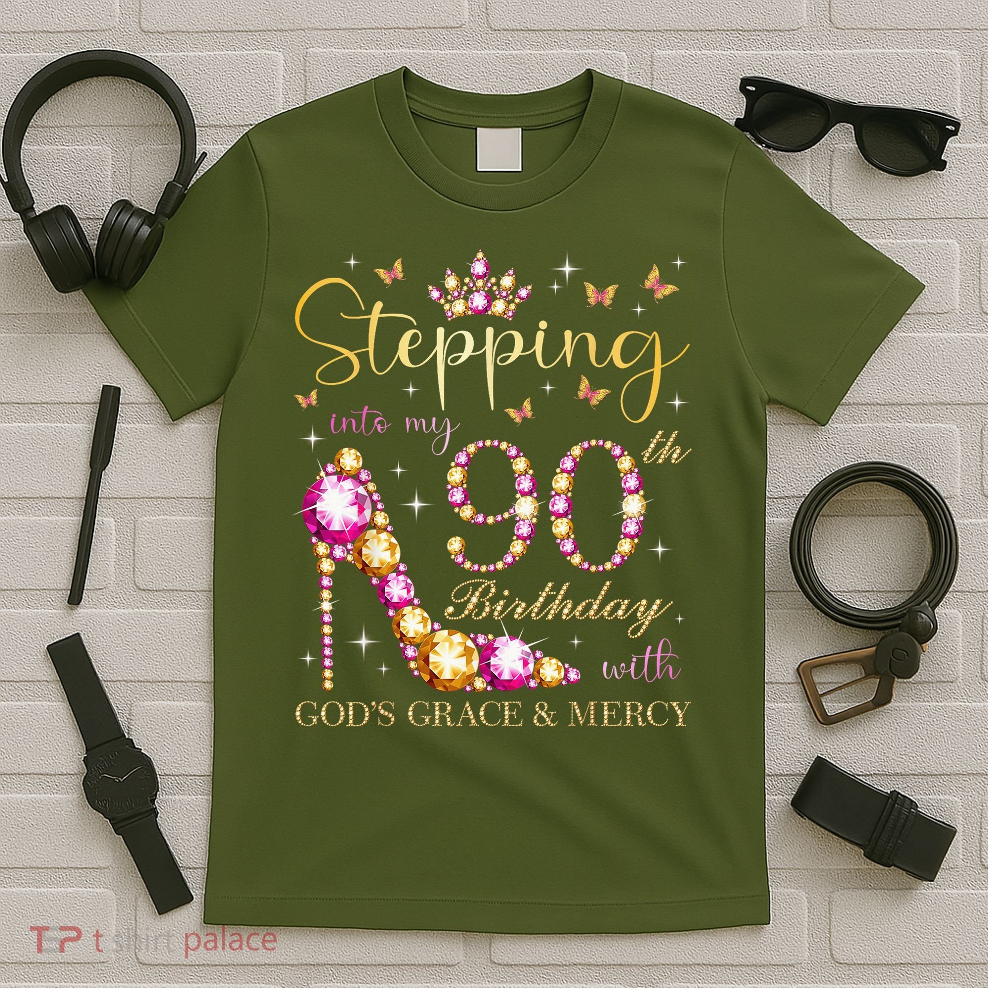 Stepping Into My 90th Birthday With God'S Grace & Mercy Cute T-Shirt