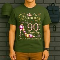 Stepping Into My 90th Birthday With God'S Grace & Mercy Cute T-Shirt thumb 6