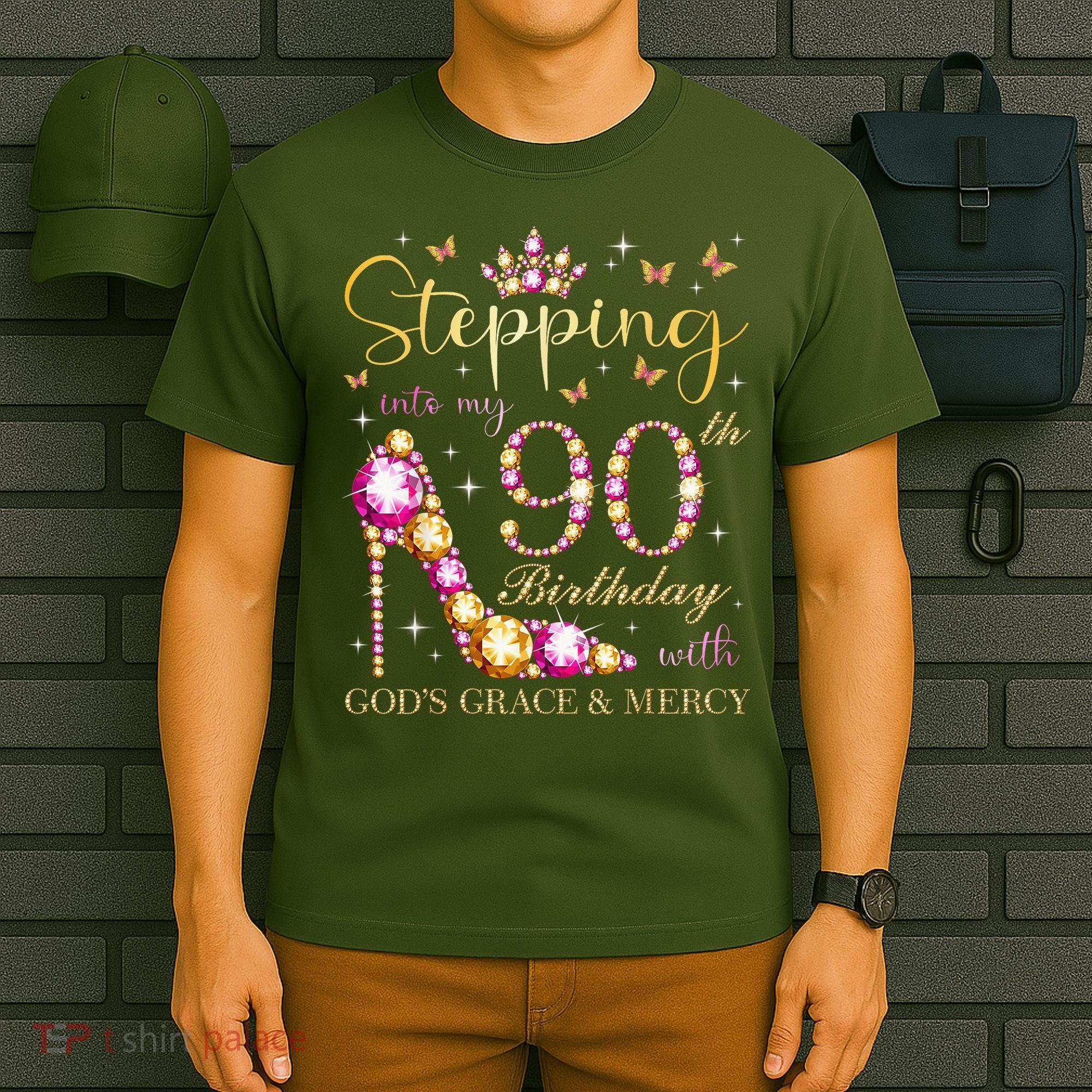 Stepping Into My 90th Birthday With God'S Grace & Mercy Cute T-Shirt