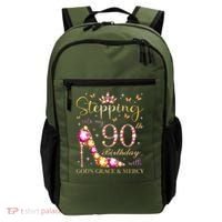 Stepping Into My 90th Birthday With God'S Grace & Mercy Cute Backpack thumb 0