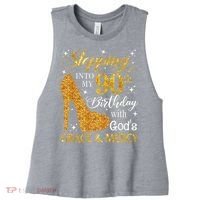 Stepping Into My 90th Birthday With God'S Grace & Mercy Women's Racerback Cropped Tank thumb 0