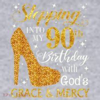 Stepping Into My 90th Birthday With God'S Grace & Mercy Women's Racerback Cropped Tank thumb 2