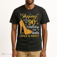 Stepping Into My 90th Birthday With God'S Grace & Mercy Tall T-Shirt thumb 2