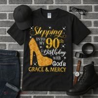 Stepping Into My 90th Birthday With God'S Grace & Mercy Tall T-Shirt thumb 3