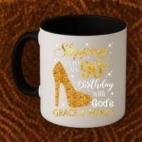 Stepping Into My 90th Birthday With God'S Grace & Mercy Coffee Mug thumb 2