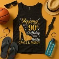 Stepping Into My 90th Birthday With God'S Grace & Mercy Tank Top thumb 4