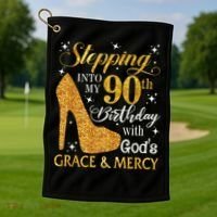 Stepping Into My 90th Birthday With God'S Grace & Mercy Golf Towel thumb 1