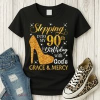 Stepping Into My 90th Birthday With God'S Grace & Mercy Women's T-Shirt thumb 3