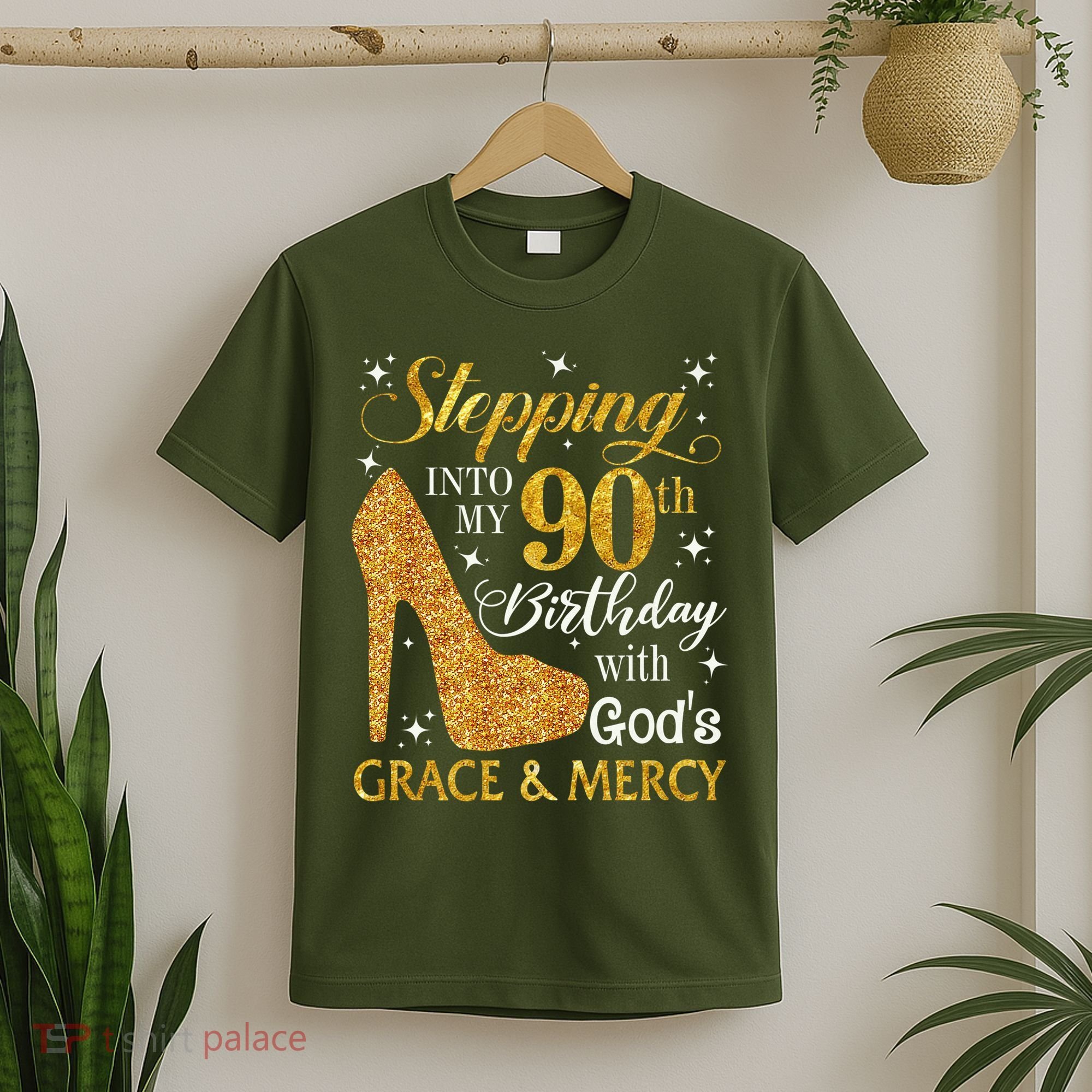 Stepping Into My 90th Birthday With God'S Grace & Mercy T-Shirt