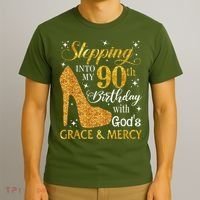 Stepping Into My 90th Birthday With God'S Grace & Mercy T-Shirt thumb 3