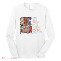 She Is Mom She Is Strong Bible Verse Mom Long Sleeve Shirt thumb 0