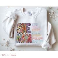 She Is Mom She Is Strong Bible Verse Mom Sweatshirt thumb 2