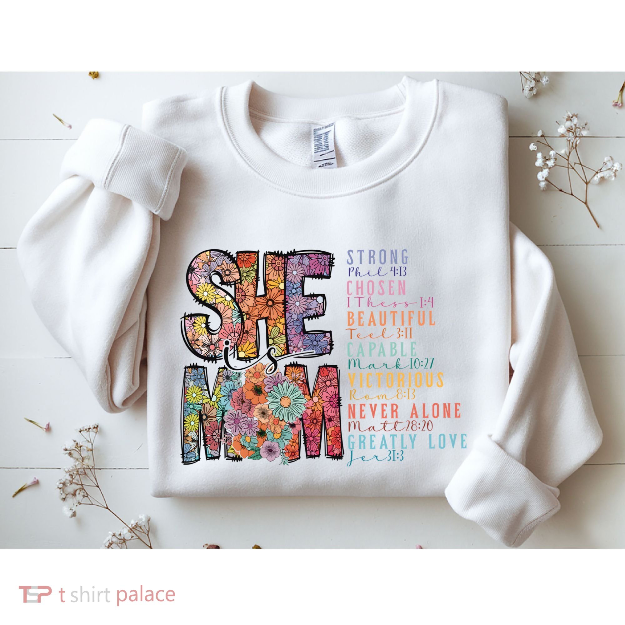She Is Mom She Is Strong Bible Verse Mom Sweatshirt