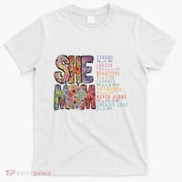 She Is Mom She Is Strong Bible Verse Mom T-Shirt thumb 0